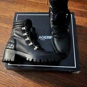 New Pair of Karl Lagerfeld Black Leather boots size 5 very stylish